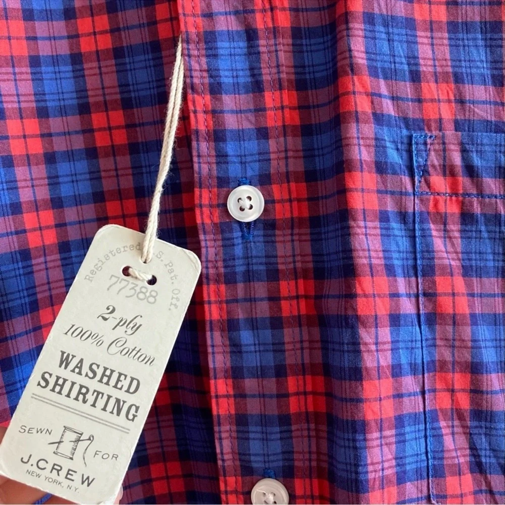 J. Crew Red and Blue Plaid Button-Down Shirt